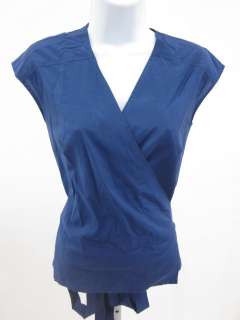 TOAST Navy Blue Sleeveless Wrap Tank Shirt Top Sz 10  