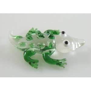  Gator Green and clear, Miniature glass figurine approx 1.5 