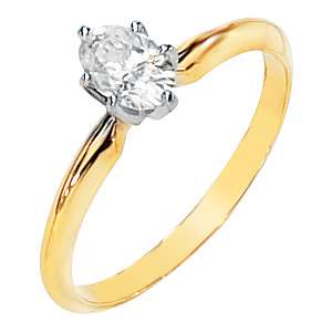 Created Moissanite Solitaire Oval Ring 3 Ct 14K  
