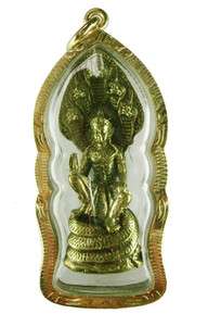   RAHU DHEAP WITH NAGA Thai talisman pendant Kanok frame Gold Plating