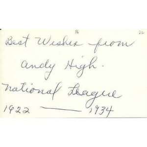  Andy High Signed Index Card~w/inscriptions~psa Dna Coa 