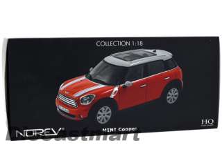NOREV 1:18 BMW 2010 MINI COOPER NEW DIECAST MODEL CAR RED WITH WHITE 