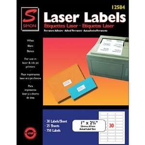  Address Label, Laser, Jam Resistant, 1x2 5/8, White, 750 