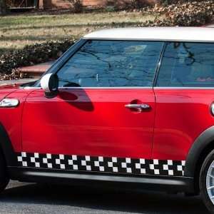  Mini Cooper Checkered Flag Side Stripes Decals Automotive
