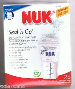 GERBER NUK SEAL N GO BREAST MILK STORAGE BAGS BPA FREE  