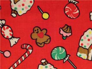New Gingerbread Houses Fabric BTY Christmas Holiday Candy Cane  