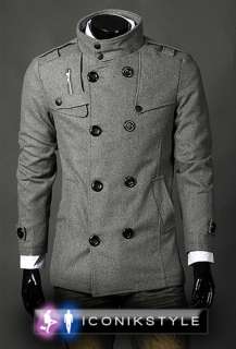 BN Mens Black Grey d.g A Star Wool Trench Duffle Winter Coat Jacket M 