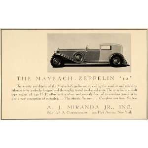 1932 Ad A J Miranda Maybach Zeppelin Automobile Car   Original Print 