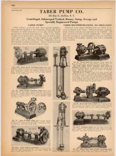 Taber Pumps Centrifugal Steam Rotary Submerged 1930s AD  