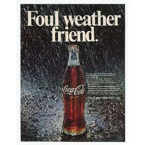   Coca Cola Bottle Foul Weather Friend Rain Print Ad