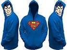 DC COMICS SUPERMAN MENS NAVY ZIPPER HOODIE WITH FACE SIZES SMALL THRU 