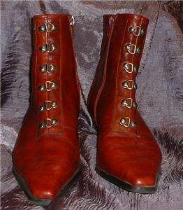   RED HISPANITAS / RED LEATHER BOOTS / SIZE 38 / 7 1/2 / MADE IN SPAIN