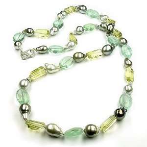  35 inches Tahitian baroque pearls with color stones 