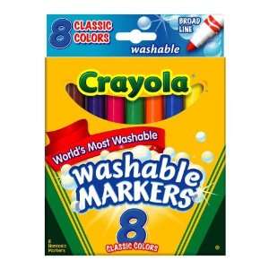  Crayola 8 Count Broad Line Washable Markers, Classic 