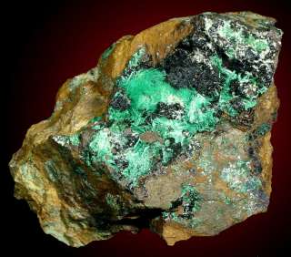 Electric Green Needle BROCHANTITE Crystals Congo  