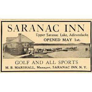 1913 Ad Saranac Inn M.B. Marshall Adirondacks New York 