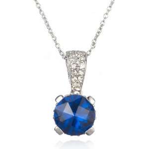  10mm SYNTHETIC SAPPHIRE PENDANT 18 CHELINE Jewelry