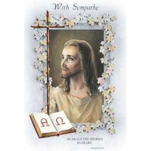  Religious Sympathy Cards   Face of Jesus   Laminated with 
