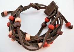 WOVEN SWEDE LEATHER AND BEADS Bracelet R2  