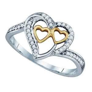   Heart Inlaid with .12CT Pearle White Diamonds With Twin Golden Hearts