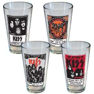  Kiss Tour Poster Pint Glass Set Of 4: Home & Kitchen