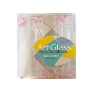  Art Glass Swizzle/Drink Sticks Falmingo Theme set of 6 