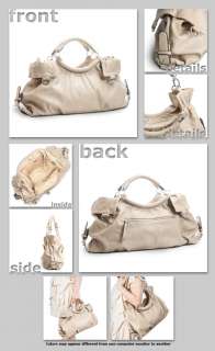 New Soft Leather Large Handbag Purse Hobo Shoulder Casual Cute Khaki 