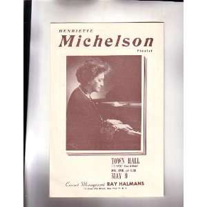  Hemriette Michelson Pianist Handbill NYC Town Hall 1940s 