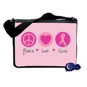 Peace Love & Cure Pink Ribbon Breast Cancer Messenger & Laptop Bag 