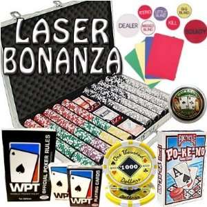   Poker Chip Set w Free Buttons, WPT Book Set, Bullets Guard, Pokeno