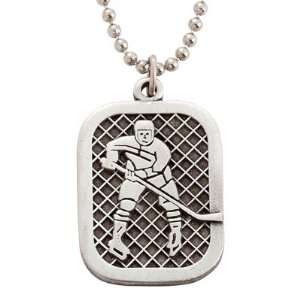  Lead Free Pewter Ice Hockey Dog Tag on 24 Stainless Steel 