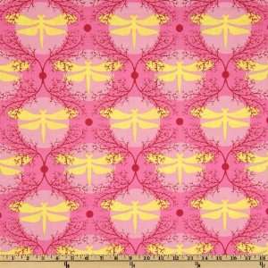  44 Wide Garden Divas Dragonfly Moon Exotic Pink Fabric 