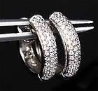 Natural PAVE H/SI .67CT DIAMOND Solid 14K WHITE GOLD Fashion Fine HOOP 