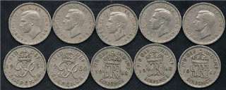   1947 to 1951 George VI British Wedding Sixpence Coins NO RES.  