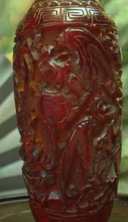 Chinese Amber Jade Bat Snuff Bottle  