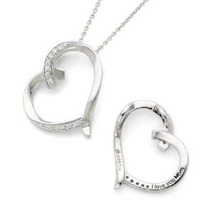   Silver CZ Love You Mom Sentimental Expressions Necklace Jewelry