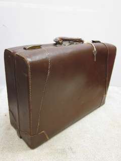 Vintage Genuine Leather Suitcase w/Key 21x14x7.5  
