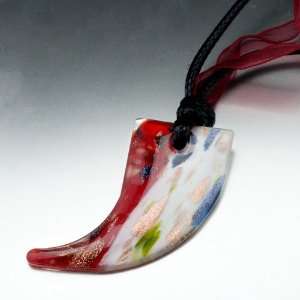  Pugster Red White Speckled Horn Murano Glass Pendant 