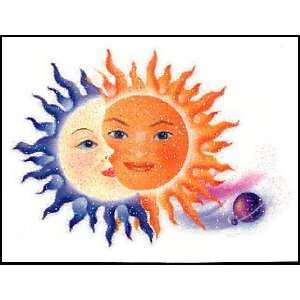  Glitter Moon and Sun Temporaray Tattoo: Toys & Games