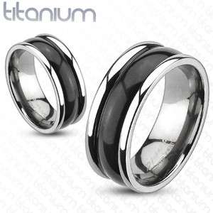 Solid Titanium 2 Tone Black Bubble Dome Ring Couple Wedding Band Size 