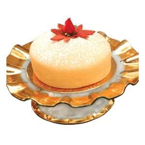    AnnieGlass Ruffle Pedestal Cake Plate Gold: Kitchen & Dining