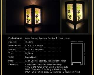   Oriental Japanese Bamboo Trees Bedside Table Lamp Wood Shades Lights