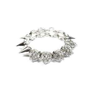   Stud and Metal Spikes Stretchable Bracelet (Size Spike H   5/8 Inch