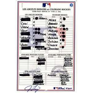   22 2005 Game Used Lineup Card (Jim Tracy Signed): Sports & Outdoors