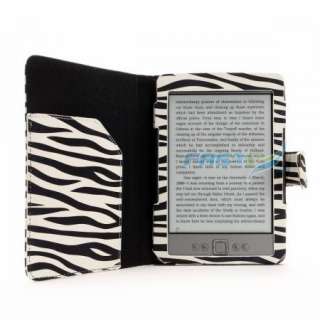 ZEBRA PU LEATHER CASE COVER FOR  KINDLE 4 WiFi WITH SLIM READING 