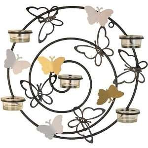  Round Candle Sconce with Butterfly Accents: Home 