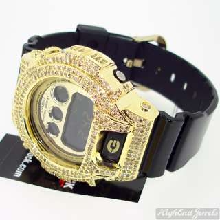 Custom Black and Gold Canary CZ Iced Out Casio G Shock Watch DW 6900 