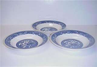 ANTIQUE WILLOW WARE BY ROYAL CHINA SOUP BOWLS SET 3  