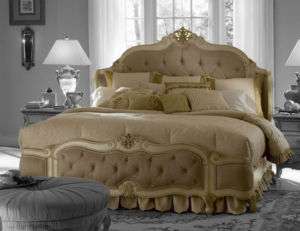 Antiqued Buttermilk King Wing Mansion Bed  