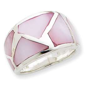 New Sterling Silver Pink Mother of Pearl Ring Size 7  